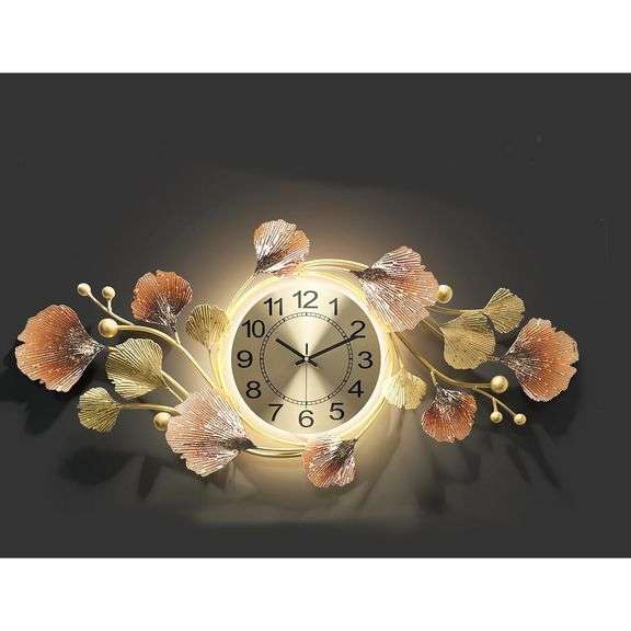 Silent Wall Clock with 3D Ginkgo Leaf Design