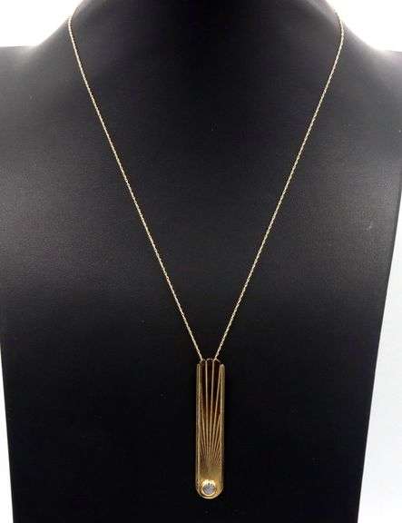 14kt Yellow gold blue star sapphire cab pendant on chain