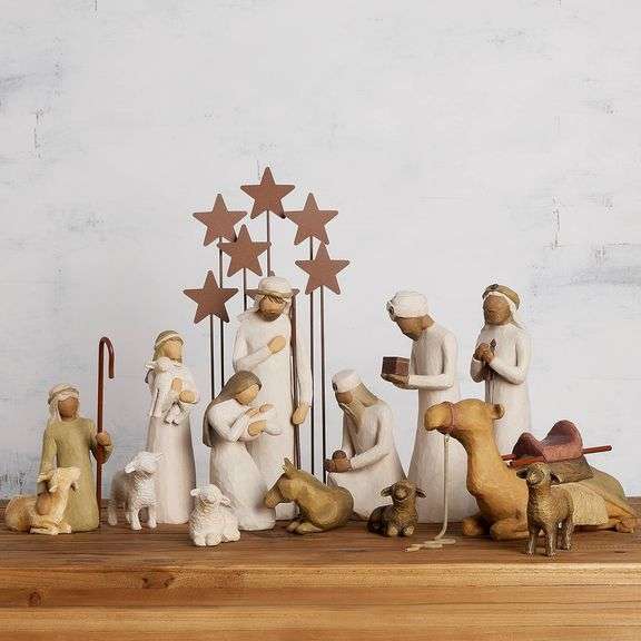 14-Piece Nativity Set with Three Wisemen and Metal Star