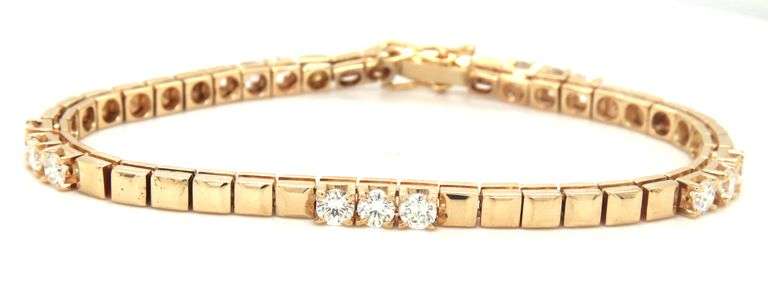 14kt Yellow gold 2ctw diamond station link bracelet