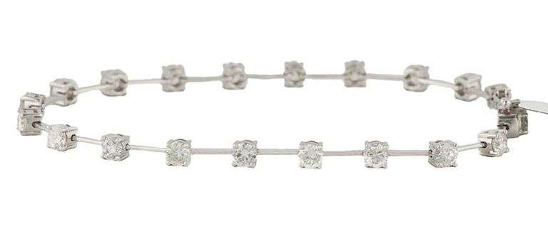New 3.00ctw Round Diamond Bar Station Bracelet in 18K