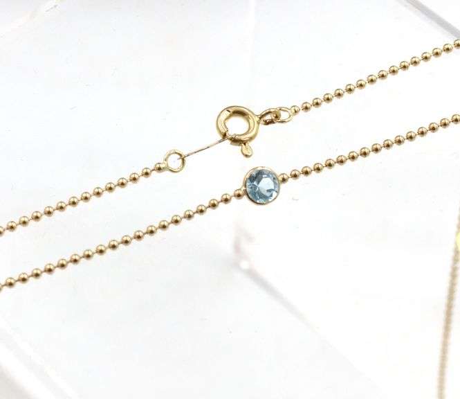 14kt Yellow gold blue topaz by yard necklace