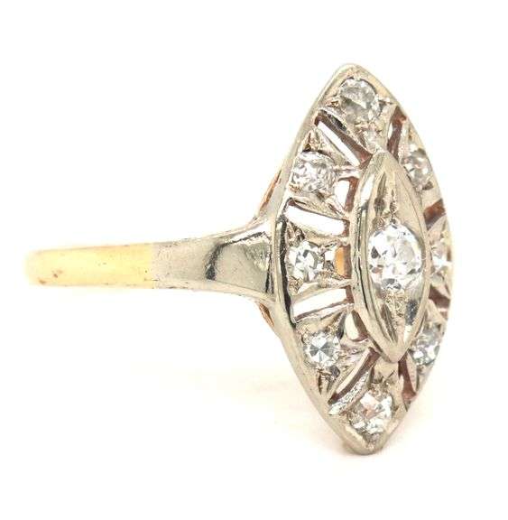 Antique 0.25ctw Euro single cut diamond ring in yellow gold