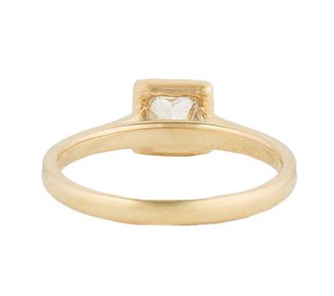 0.90ct Princess Cut Diamond Solitaire Bezel Set Engagement Ring in 14K