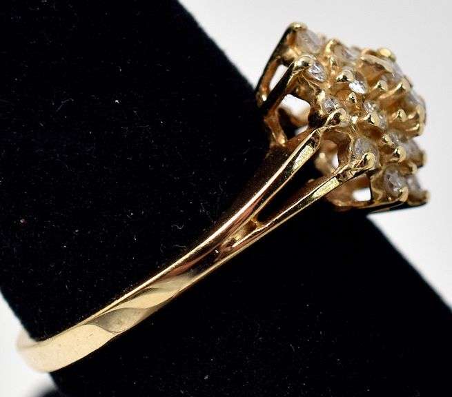 Sparkling 14k Yellow Gold Diamond Cluster Ring