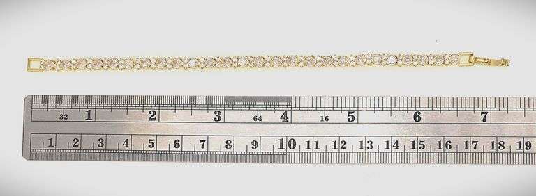 18 Kt Yellow Gold Plated 7.25 Ctw Lab Simulated Diamond Tennis Bracelet