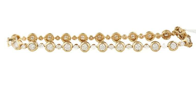 New 2.97ctw Diamond Alternating Bezel Set Bracelet in 14K
