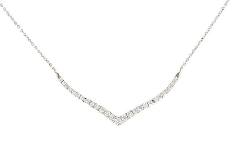 New 0.50ctw Round Diamond V Bar Pendant Necklace in 14K