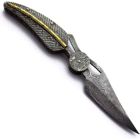 Handmade Damascus Folding Pocket Knife