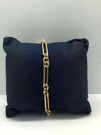 14K Yellow Gold Vintage Paper clip Link Bracelet