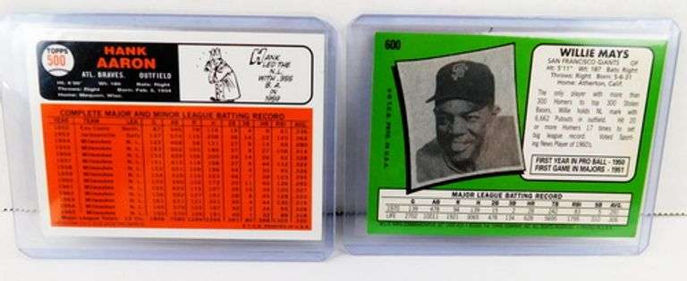 2 Topps Archives Baseball Greats, Aaron & Mays