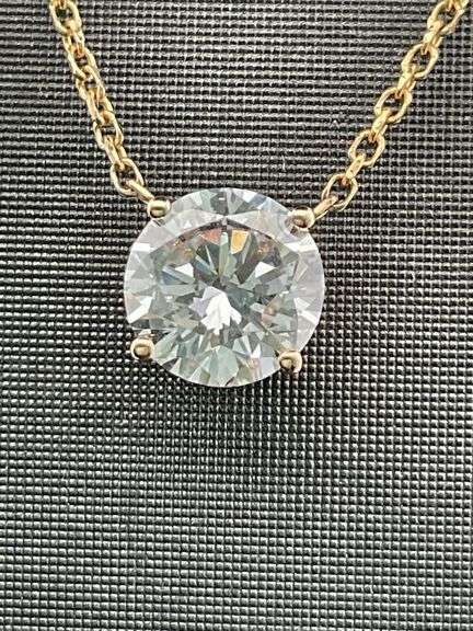 BRAND NEW 14K WHITE GOLD DIAMOND SOLITAIRE CHAIN AND PENDNANT