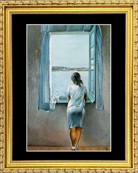 Vintage Salvador Dali, Girl Standing at the Window