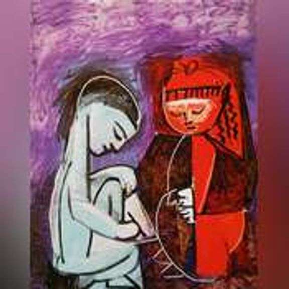 Collectible Vintage Pablo Picasso, Two Children (Claude Drawing with Paloma) Pablo Picasso Two Child