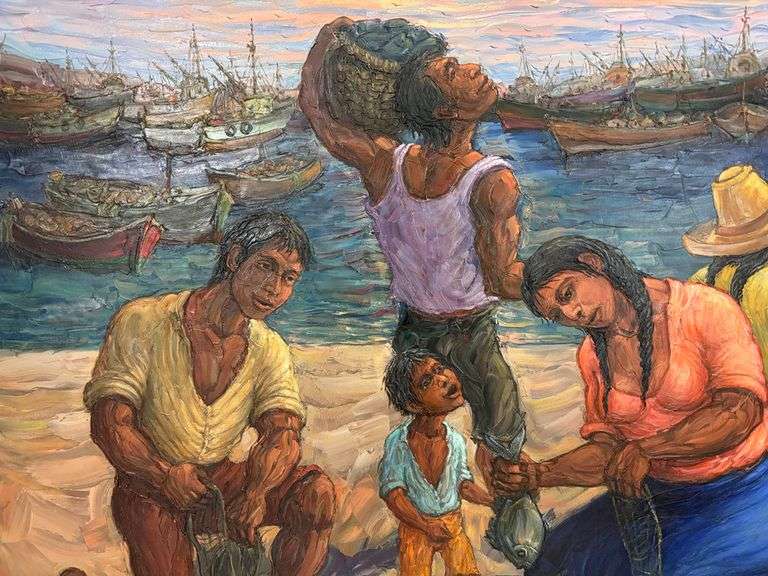 Inspirational artistic and bold vision Orignal Art by Roger Vejarano Roger Vejarano Familia ed pesca