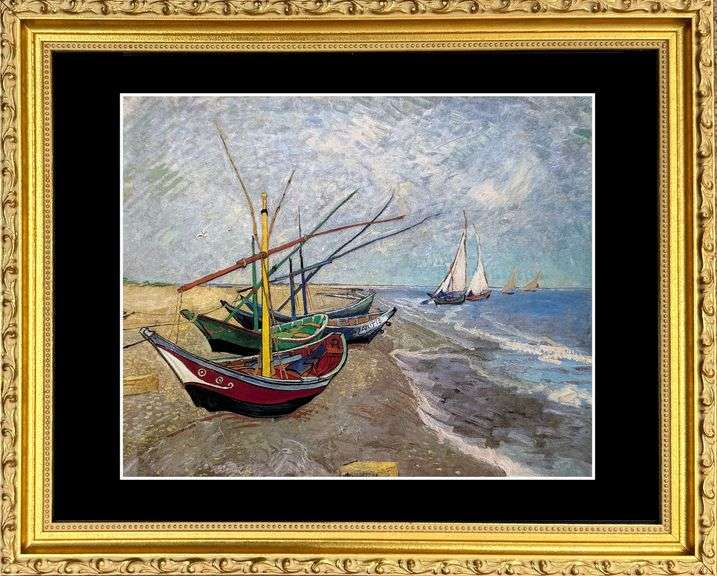 Collectible Vincent Van Gogh, Fishing Boats in a Beach, 1888