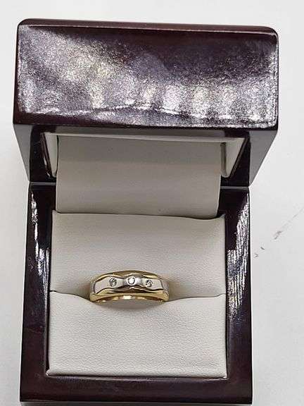 14k yellow & White gold diamond band, size 7.5 -3.6 gr