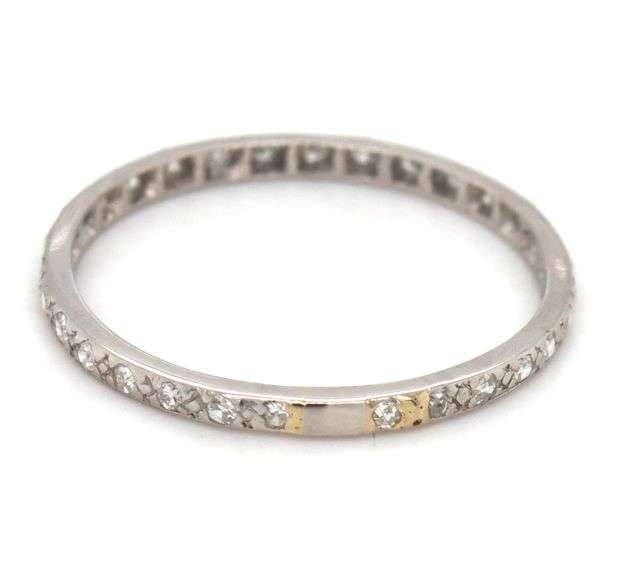 Antique 0.15ctw single cut diamond band in platinum