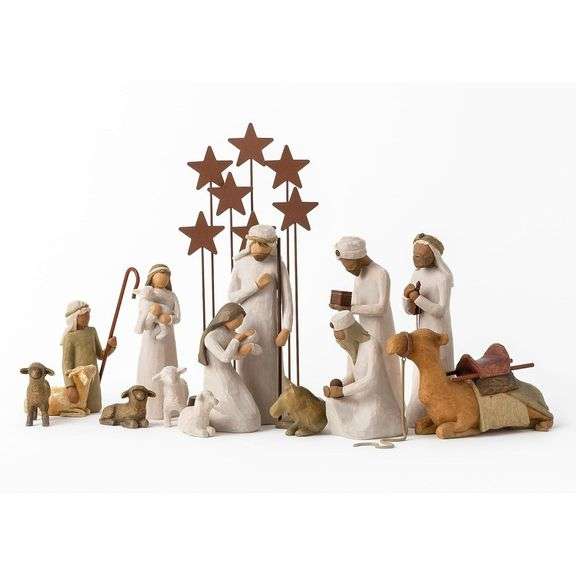14-Piece Nativity Set with Three Wisemen and Metal Star