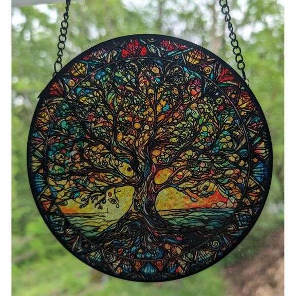Handmade Tree of Life Stained Glass Suncatcher