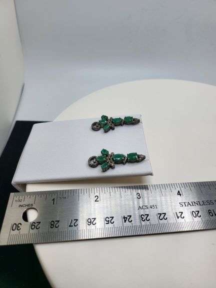 Handmade Elegant Earrings with 5.0ct Natural Colombian Emeralds & 0.5ct Diamond Accents