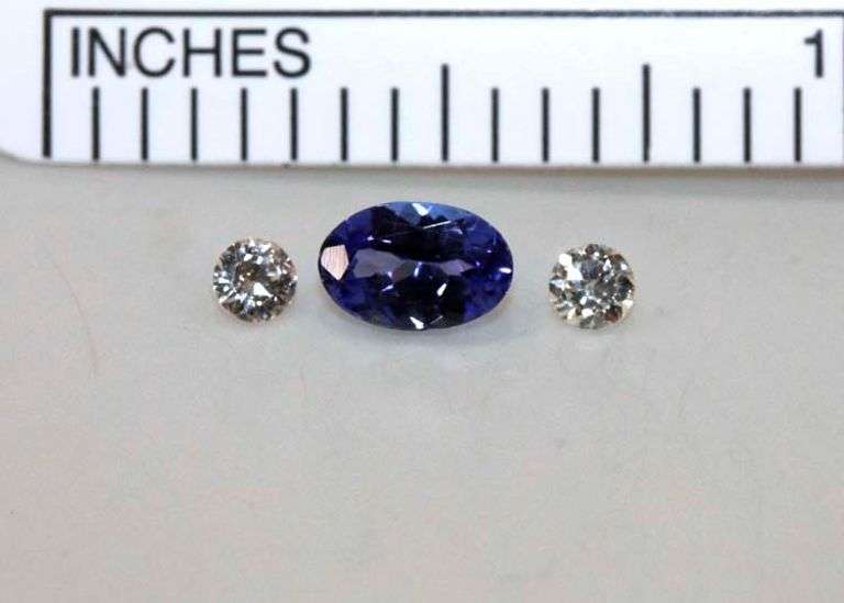 Sparkling Natural Tanzanite & Diamonds - Set of 3