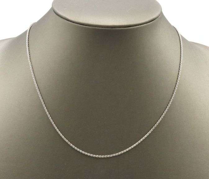 18kt White gold wheat link chain necklace