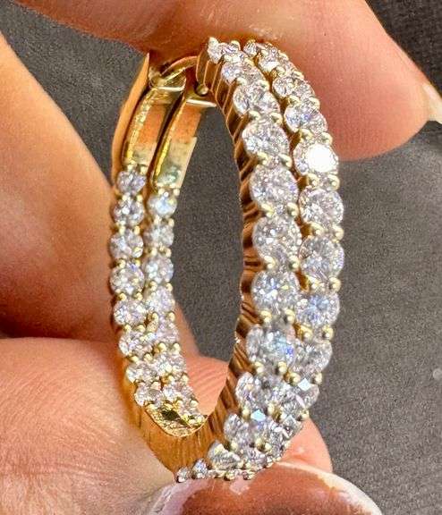 14K Yellow Gold Lab Diamond Hoops