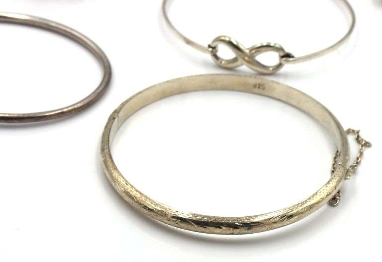 Vintage 925 sterling silver group lot of 5 cuff bangles