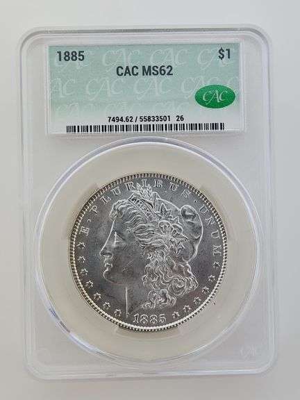 1885 Morgan Silver Dollar, CAC MS62