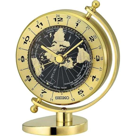 Seiko World Timer Desk Clock with Brass Case