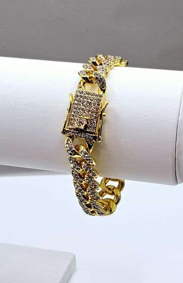 14 Kt Gold Plated 38.2 Gram Cuban Curb Link Bracelet