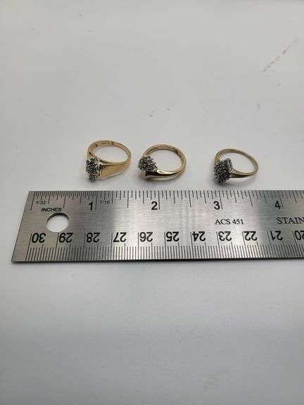 3 rings, Absolutely gorgeous 14k yellow gold and diamond cluster rings