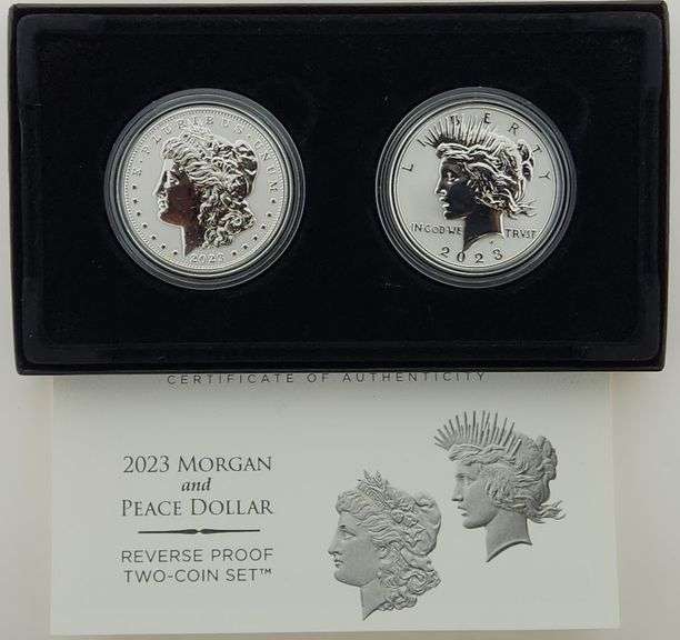 2023-S Set Morgan & Peace Dollar, Reverse Proof, 2 Coins PR OGP