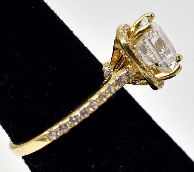 Halo Style Engagement Ring with CZ in Sterling Silver