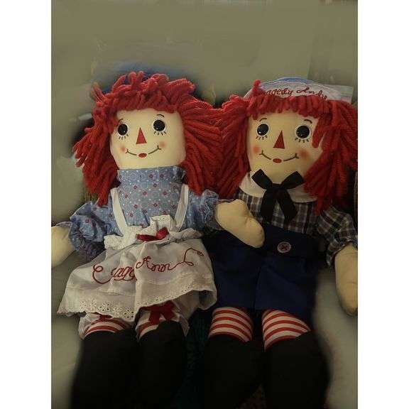 2 Classic Raggedy Ann and Andy Dolls