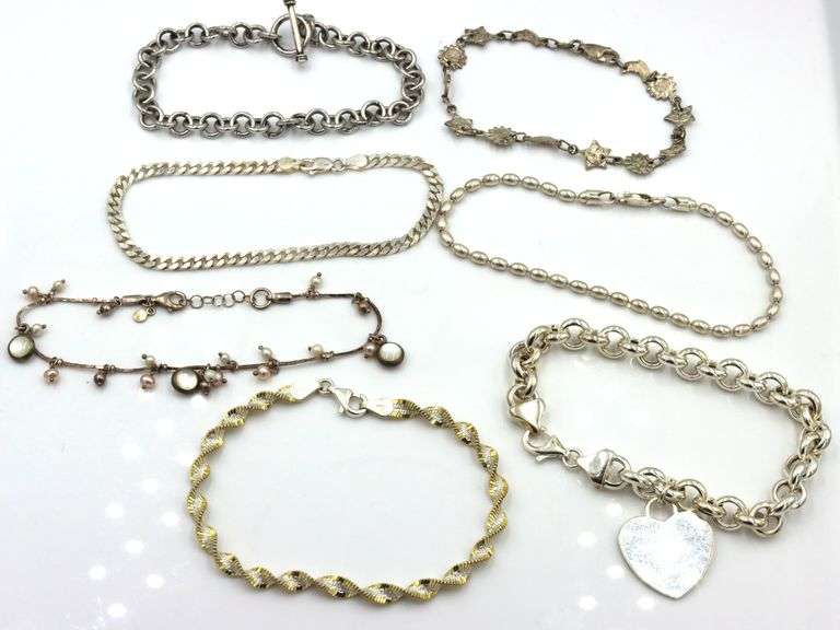 Group lot of 7 Vintage 925 sterling silver bracelets