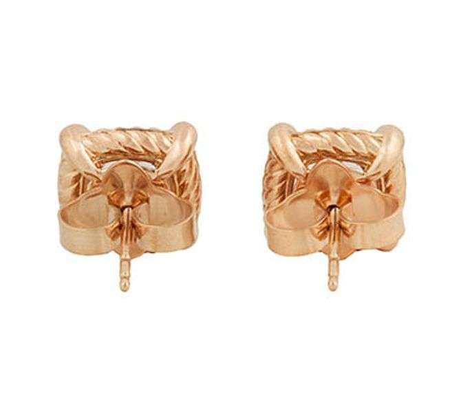 David Yurman Morganite and 0.27ctw Diamond Frame Stud Earrings in 18K