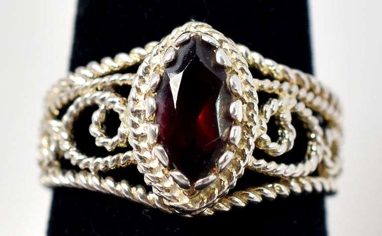 Red Garnet Gemstone Ring in Sterling Silver