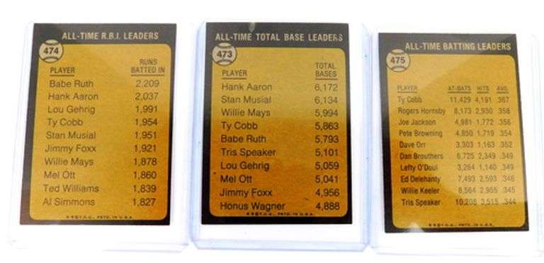3 Topps 1973 All Time Leader Baseball Cards