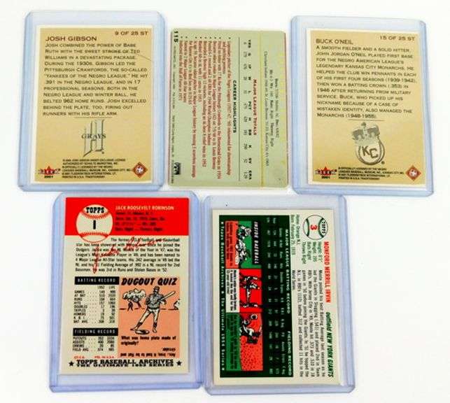 5 Negro All-Star Baseball Cards