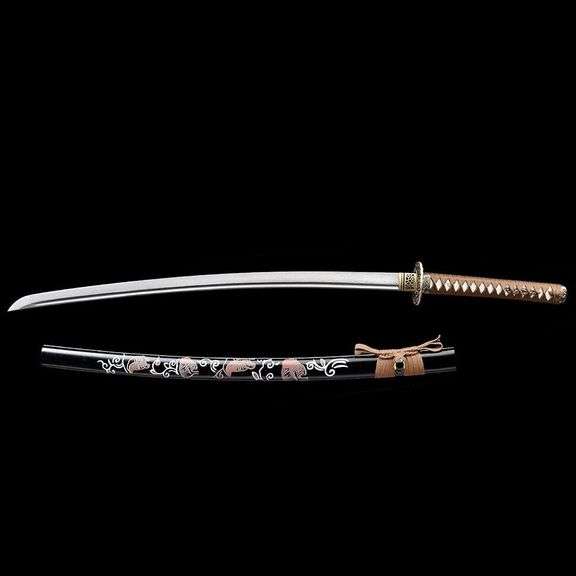 Full Tang Samurai Katana Japanese Sword with Yellow Tsuka