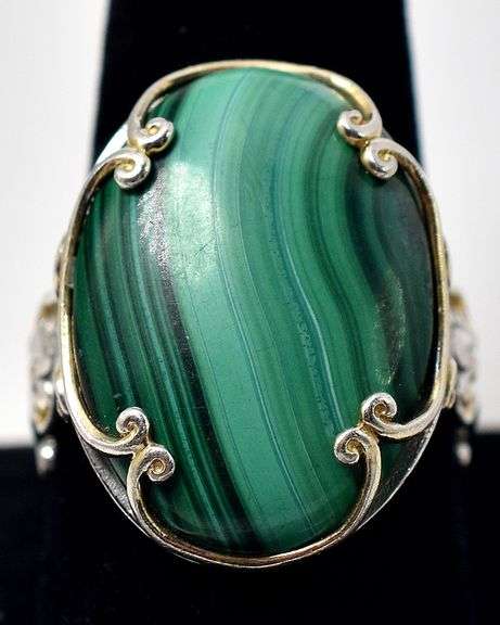 Vintage Malachite Ring in Sterling Silver