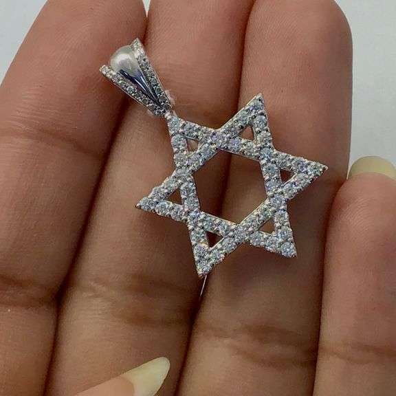 14K White Gold Star of David Pendant