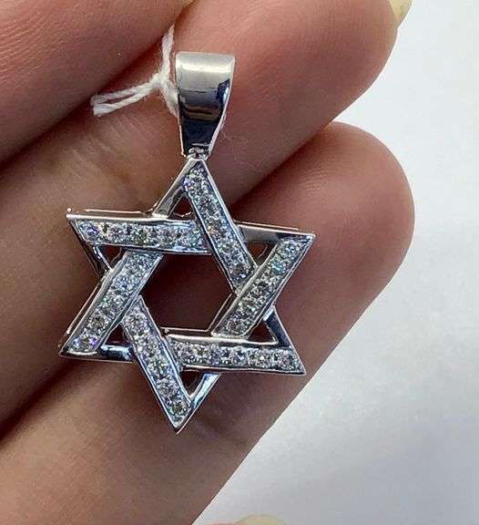 14K White Gold Star of David Pendant