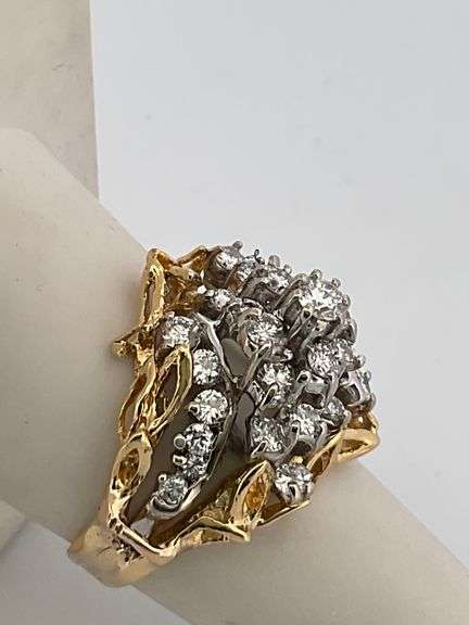 CERTIFIED 14K YELLOW AND WHITE GOLD DIAMOND RING