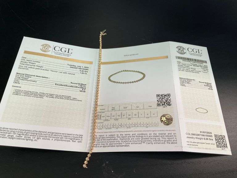 CERTIFIED 14K YELLOW GOLD DIAMOND TENNIS BRACELET