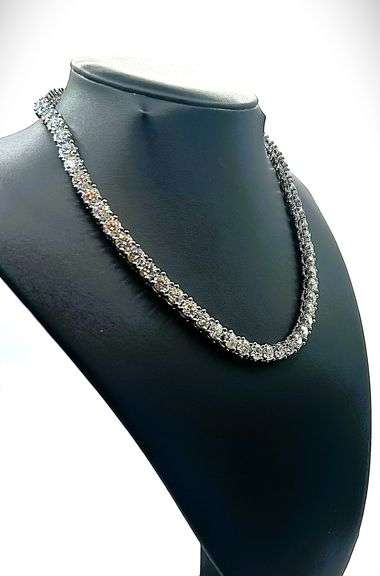 Huge 61 Ctw Sparkling  Ice White Fire Moissanite Tennis Necklace