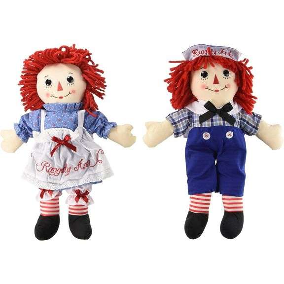 2 Classic Raggedy Ann and Andy Dolls