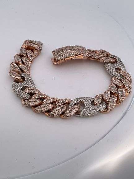 Men's Certified Diamond Puff Gucci Miami Cuban Link Bracelet ( 18 MM ) 17.00 carats of diamonds